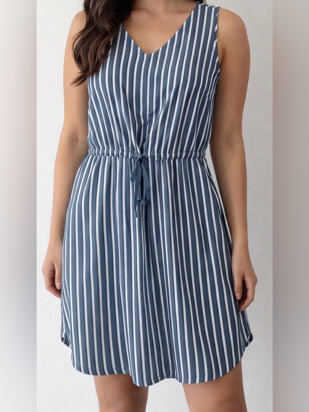 Eddie Bauer Blue & White Striped Spindrift Easy Tank Sleeveless Dress-M